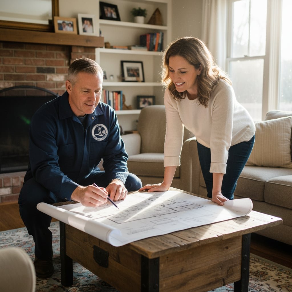 Arthur Chimney Sweep technician working on a Boston chimney